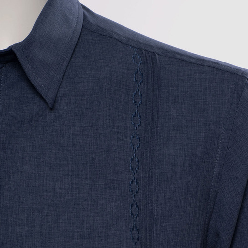 Costavana - Guayabera Azul De Lino Manga Corta Mod. Aguilera