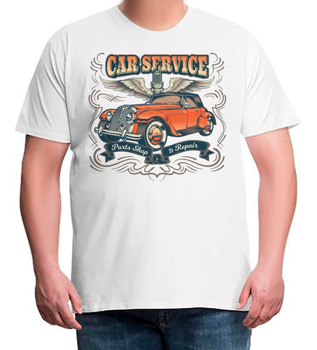 Camiseta Plus Size Serviço De Carro Antigo Reparação