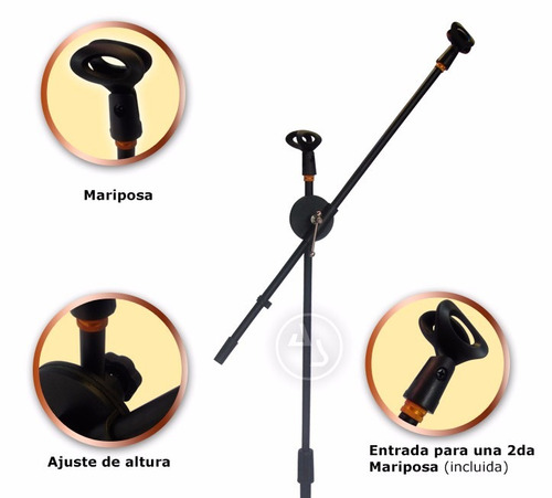 Imagen 4 de 4 de Base Profesional Para Micrófono, Incluye: Boom Y Mariposas