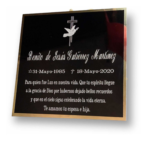 Placa Aluminio Grabada Urna Funeraria Cripta Nicho 18x18cm