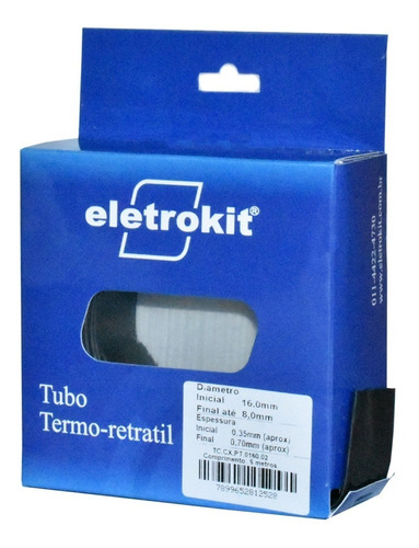 10un Tubo Termo Retratil P/ Fio 50mm Com 5 Metros Preto  