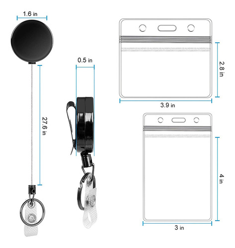 2x Soportes Retráctiles Para Insignias, Clip Para Etiqueta