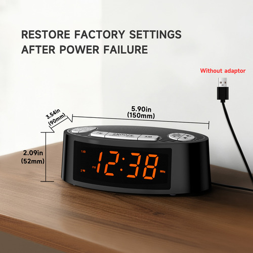 Radio Reloj Despertador Fm/am Rojo Digital Led Pantalla Grande Bocina Buró Escritorio