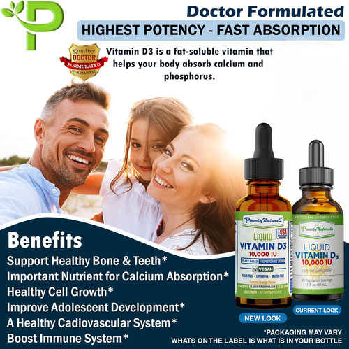 Power By Naturals Vitamina D3 Líquida 10000 Ui 30 Dosis