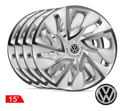 Calota Jogo Aro 15 Esportiva Ds4 Vw  Polo 2008/... 4pcs