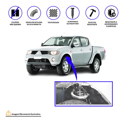 Para-barro Para-lama Guarda Pó Roda L200 Triton 08/16 Kit