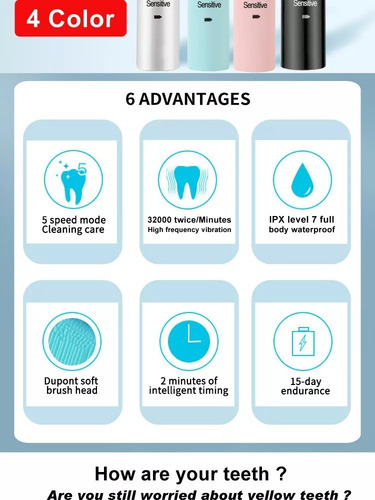 Imagen 3 de 3 de Cepillo Dental Eléctrico Recargable E Incluye 4 Cepillos