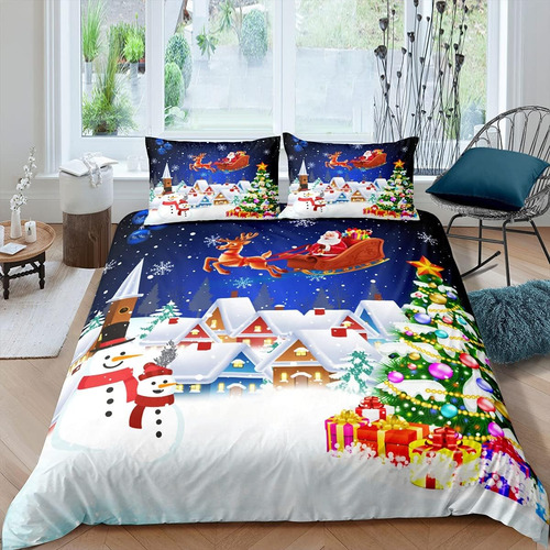 Juego De Funda De Edredón Navideño Manfei De Tamaño Completo