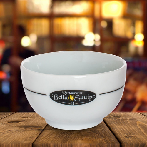 24 Tigela Bowl Açai 500 Ml Porcelana Com Logomarca Média