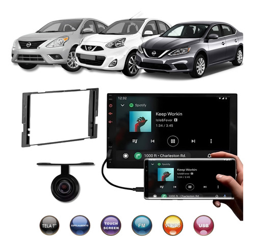 Kit Multimídia Versa Sentra March 2014 Á 2019 + Ré E Moldura