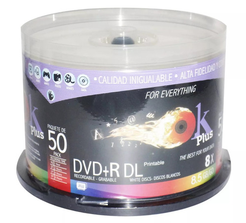 Dvd Doble Capa O Dual Layer Okey Plus 8.5 Gb Paq. 50 Unid