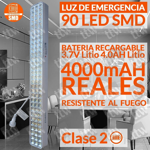 Imagen 3 de 11 de Luces Luz De Emergencia 90 Leds Recargable Cable 220v Etheos