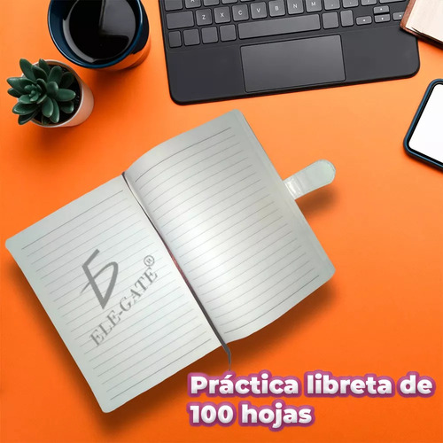 Cuaderno Libreta Agenda Rosa Broche Imantado 100 Hojas Rayas Ele-Gate