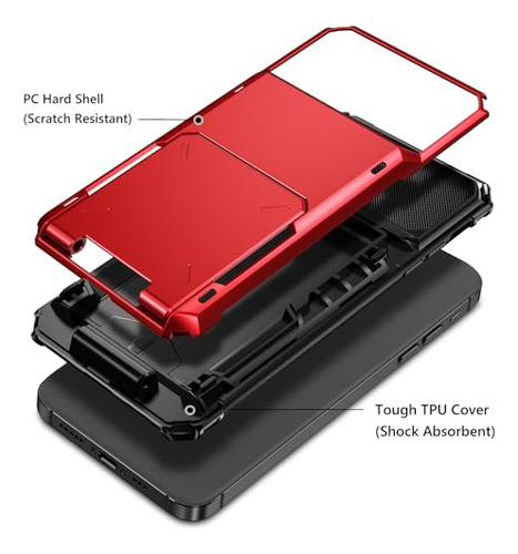 Funda Cartera Para iPhone 15 Pro Rojo 6.1puLG Duro Back Cove