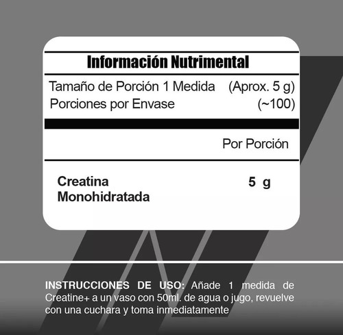 Creatina Monohidratada 500g Meta Nutrition 100 Servicios Sin Sabor