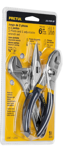 Juego De 2 Pinzas Y 1 Llave Ajustable Mango De Vinil, 28216