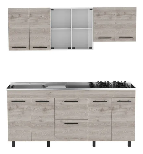 Cocina 180 Ankara Mzn Izq Rta Ceniza Blanco Color Gris