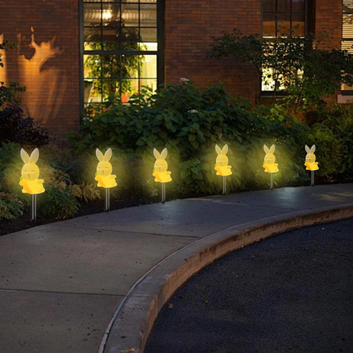 Luz Nocturna E, 6 Luces Solares Led, Conejito De Pascua, Zan