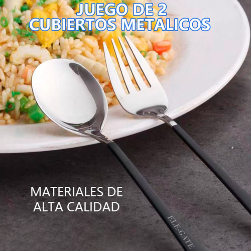 Cubiertos Set 2 Piezas Portátil Estuche Acero Inoxidable