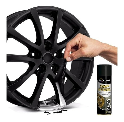 Imagem 3 de 4 de Kit 4 Spray De Envelopamento Líquido Dip Wheel 500ml Preto
