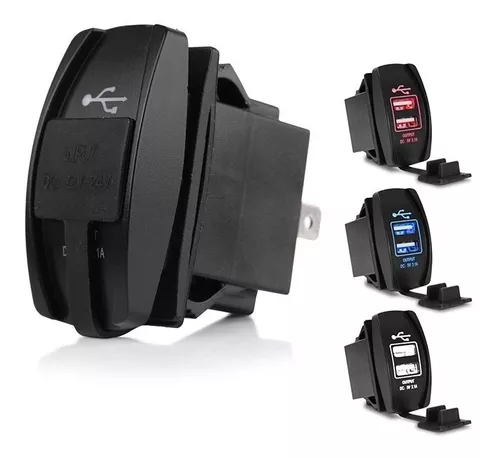 Cargador Toma Usb Doble Voltimetro Auto Utv 12/24v P/embutir