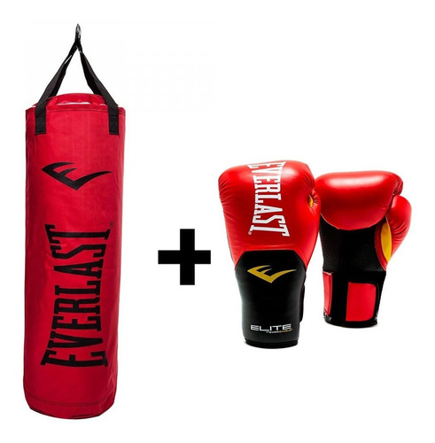 Set Box Red. Saco Polycanvas 120cm + Guantes Everlast Elite.