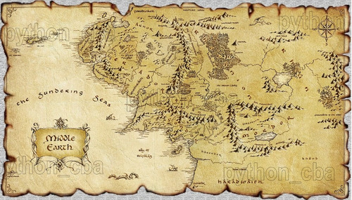 Pósters Mapa De La Tierra Media - Hobbit - Lord Of The Ring 