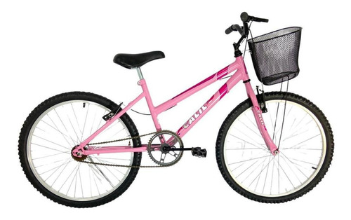 Bicicleta Infantil Aro 24 Calil Feminina C/ Cesto - Rosa