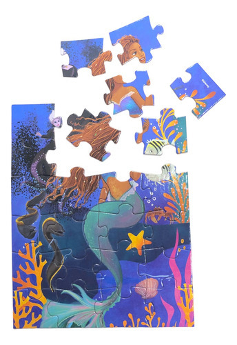 Imagen 6 de 8 de Rompecabezas Sirenita 2 Puzzles Tapimovil 24 Y 36 Piezas