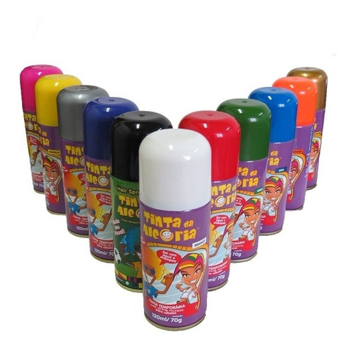 Imagem 2 de 6 de 4 Tinta Spray Colorir Cabelo Festa Fantasia Carnaval