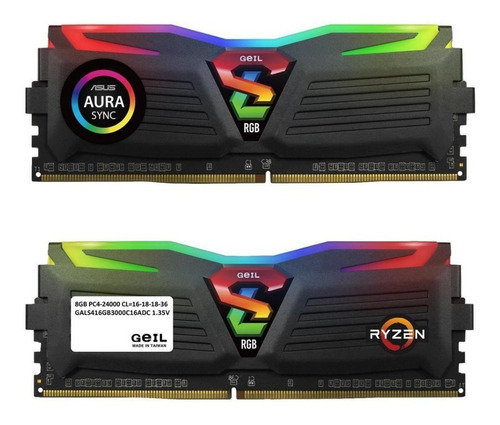 Memória Geil Super Luce Rgb Sync 16gb (2x8gb) 3000mhz Ddr4 Cl16 Black - Gals416gb3000c16adc