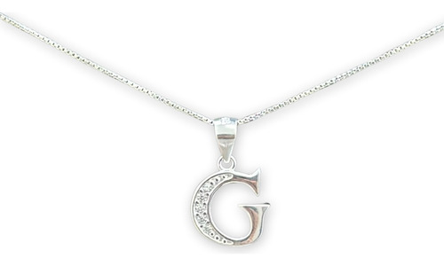 Collar Letra G Circones Juvenil Plata Italiana 925 +caja