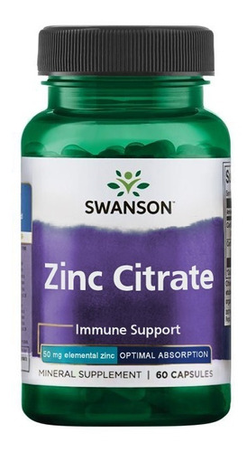 Citrato De Zinc Swanson 50mg 60caps + Envio Gratis