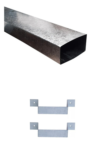 Caño Descarga Desague 2x3 (5x7.5cm) Galvanizado C/ 2 Grampas