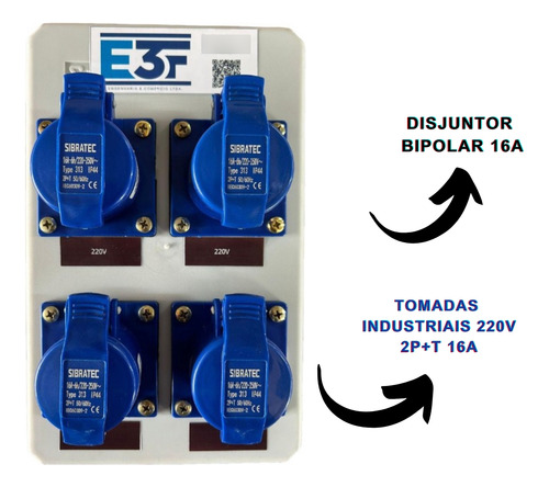 Quadro Com Tomadas 2p+t 16a 220v Extensão P/canteiro Obras