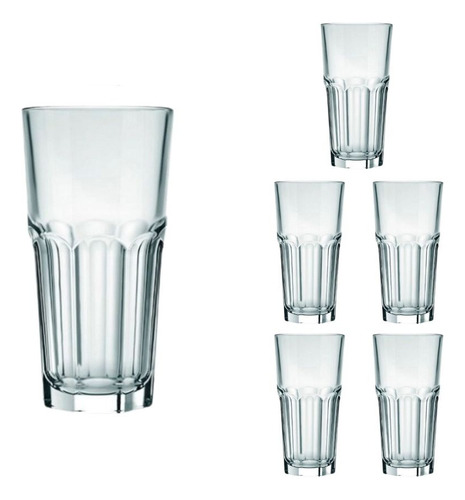 Jogo De Copos Vidro 6 Peças 340ml Drinks Sucos Água Cor Transparente