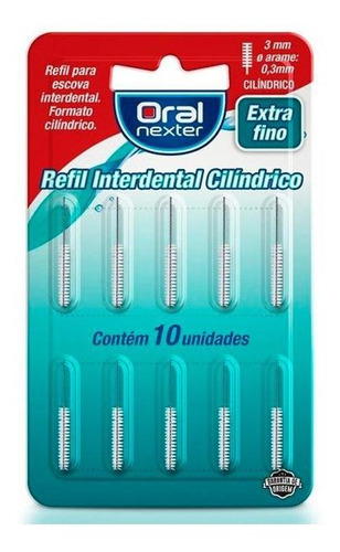 Refil Interdental Cilíndrico Oral Nexter Extra Fino 10 Un.