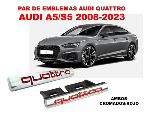Par De Emblemas Quattro Audi A5/s5 2008-2023 Crom/rojo