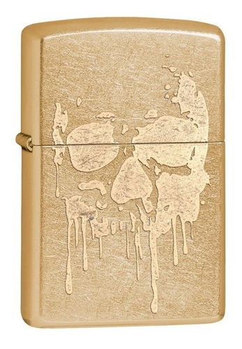 Encendedor Zippo Dorado Con Calavera Laser - Cod 29401