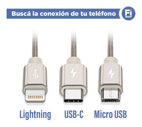 Imagen 6 de 10 de Cable iPhone 1 Metro Usb Lightning P/ iPhone 7 8 X 11 12 13