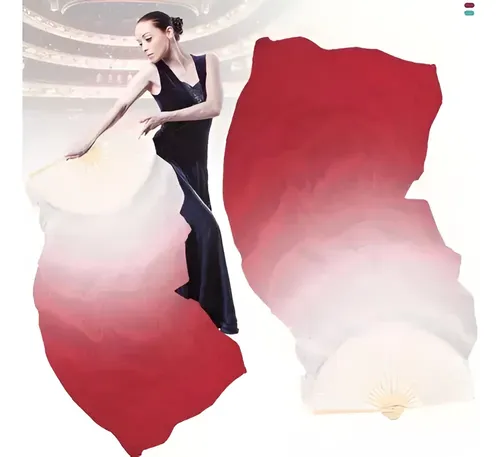 Abanicos De Baile De Seda Sintética - Par De 1.8m, 16 Varillas, Colores Vivos Para Espectáculos Y Coreografías
