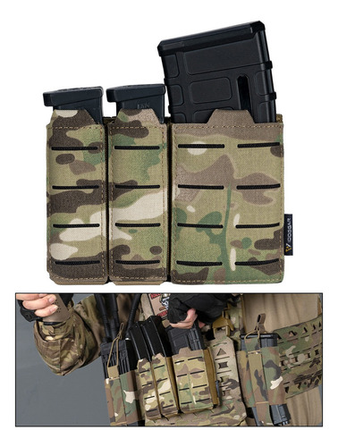 Porta Cargador Táctico Triple 9mm 556 Militar Molle Idogear Color Multicam