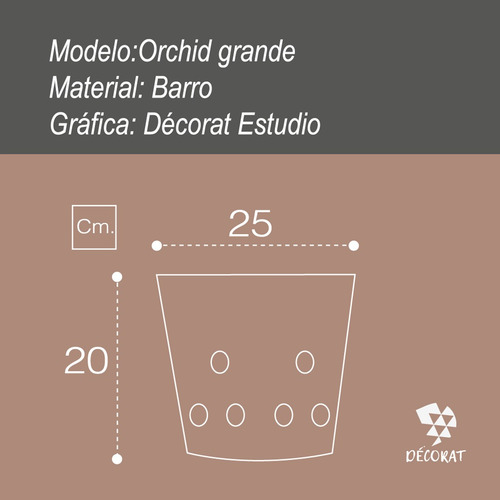 Maceta Grande Para Orquídeas Barro Natural, Blanco Ostión Y Café Orchid Grande