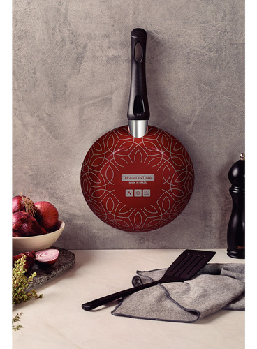 Frigideira Antiaderente Tramontina Paris 24 Cm Espátula Cor Vermelho