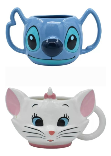 Par De Tazas Disney 3d Marie Stitch Aristogatos