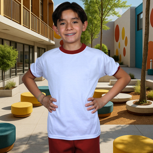 2 Playera Cuello Redondo Uniforme Escolar Camisa Deportiva