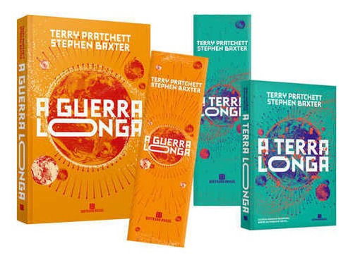 A guerra longa (Vol. 2 Terra Longa)  livro brinde  marcadores, de Pratchett Terry   Baxter Stephen. Editora Bertrand Brasil, capa mole em português, 2022