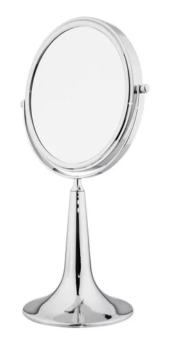 Espejo Para Maquillaje Aumento X5 Doble Faz Base Metal 20cm