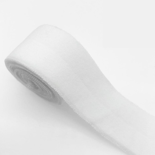 Cordão Elástico Trançado Com Miçangas Branco Branco 2cm