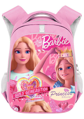 Barbie Princesa Rosa Mochila Estudiante Gran Capacidad Lindo